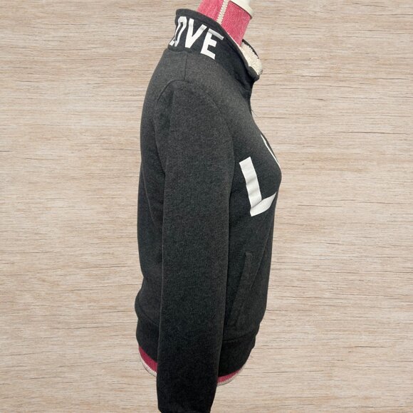 Y2K LOVE Reflex Full Zip Sweatshirt Dark Gray Collared Long Sleeve Women's Large - Picture 6 of 7